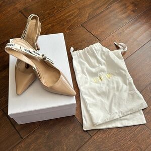 J'Adior Slingback Pump, Size 38, Nude Patent Calfskin